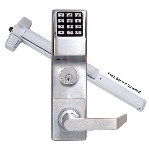 Alarm Lock Trilogy ETDL27S1G T2 Series Panic Exit Trim Keypad Digital Lock, 26D Satin Chrome, Optional Prepping