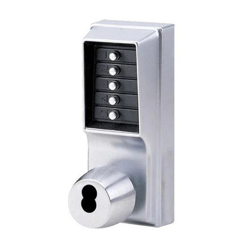 Simplex 1021B Mechanical Pushbutton Cylindrical Knob Lock, SFIC, 2¾" Backset, Satin Chrome Finish, Grade 1