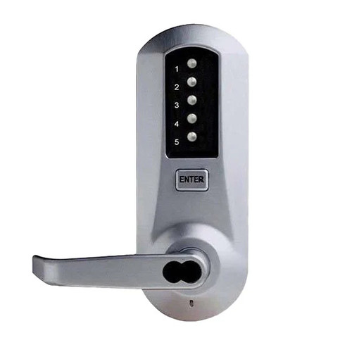 Simplex 5021B Mechanical Pushbutton Cylindrical Lever Lock, SFIC, Winston Lever, 2¾" Backset, Satin Chrome Finish, Grade 1