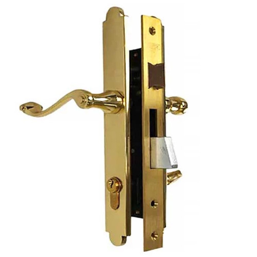 Marks USA Thinline Series 2750B Ornamental Iron Mortise Lockset, Sgl Cylinder, 1" Backset, Entrance, Bright Brass Finish, Left Hand