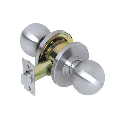 TELL CL100019 Heavy Duty Cylindrical Knob, Satin Stainless Steel Finish, 2-3/4" Backset, Passage, Grade 2