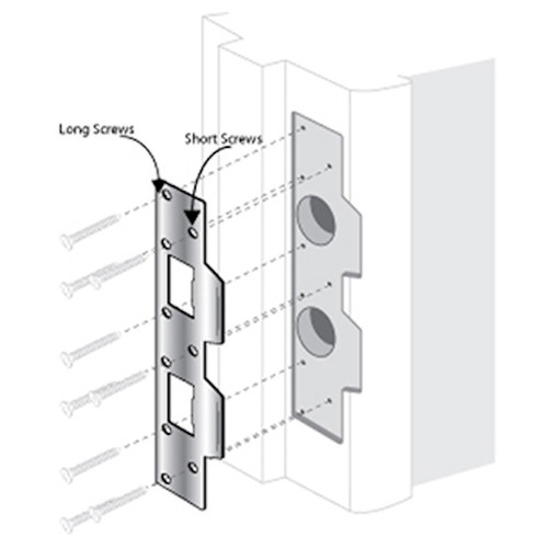 Entry Armor, ESP-130-B, Strike Plate – Double Lip w/ 3-5/8″ Center - Polished Brass