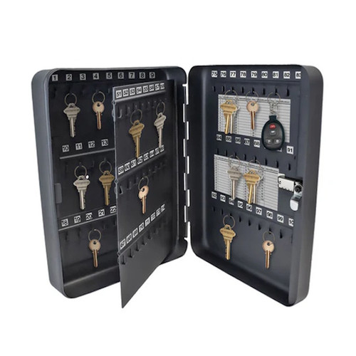 Lucky Line Locking Metal Key Cabinet #613, 100 Hook, Programmable Triple-Tumbler Combination Lock