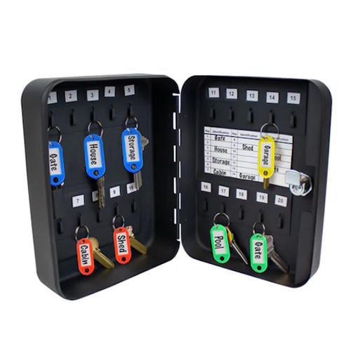 Lucky Line Locking Metal Key Cabinet #617 20 Hook - Lock, 2 Keys, Key Rings, and Labels Included