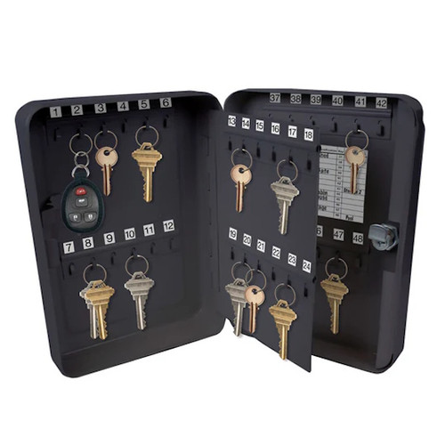 Lucky Line Locking Metal Key Cabinet #619 48 Hook - Lock, 2 Keys, Key Rings, and Labels Included