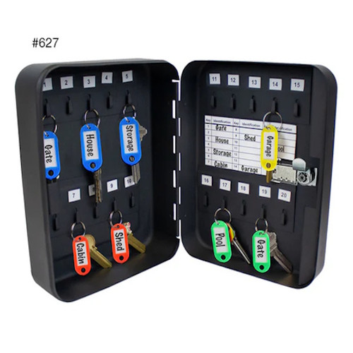 Lucky Line Locking Metal Key Cabinet #627, 20 Hook, Programmable Triple-Tumbler Combination Lock