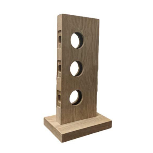 Lock Display with 3 Holes, Natural Wood - Short