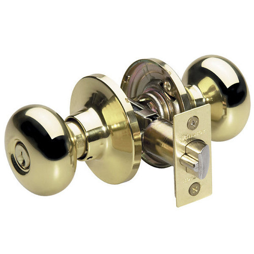 Master Lock Master Lock BC0103KA4 Biscuit Entry Door Knob KW1 - Entry - Grade 3 - Polished Brass Master Lock