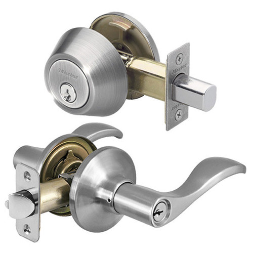 Master Lock Master Lock Wave Style Lever Entry Door Lock KW1 with Single Cylinder Deadbolt; Combo Pack Levers