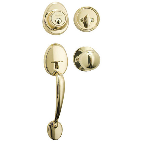 Master Lock Master Lock HDLBC0603KA4 Handleset with Biscuit Style Knob and Single Cylinder Deadbolt KW1 - Grade 3 - Polished Brass Master Lock
