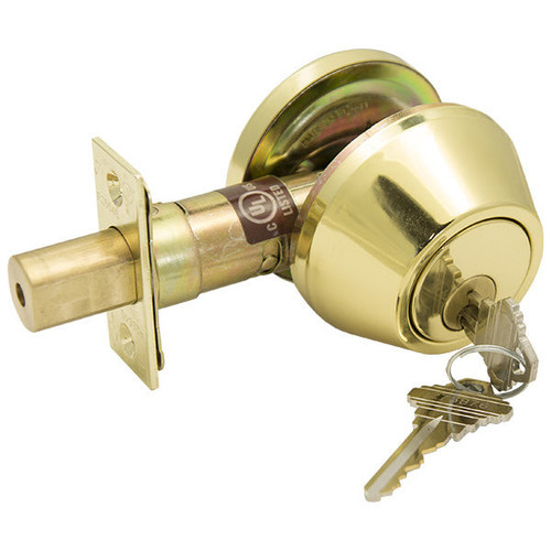 PLS PLS DB260 Grade 2 Single Cylinder Deadbolt K2 - SC4 - Bright Brass US3 Deadbolts