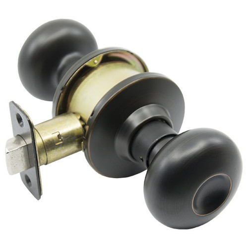 PLS K310P Grade 3 Plymouth Style Door Knob ADJ - PASSAGE - Aged Bronze 11P