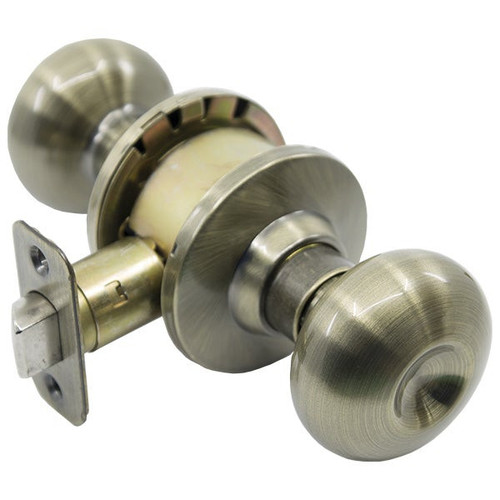 PLS K310P Grade 3 Plymouth Style Door Knob ADJ - PASSAGE - Satin Brass Oxidized US5