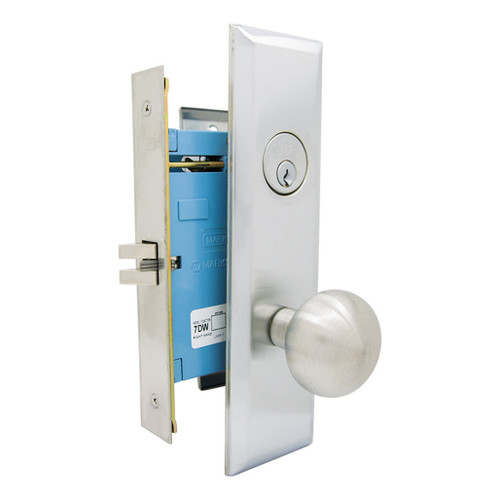 Marks USA MARKS 7NY10DW Mortise Knob Lockset New Yorker - Vestibule - 1-1/4 x 8 - Satin Chrome - Right Hand Our Brands