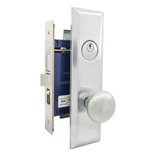 Marks USA MARKS 114A Metro Series Mortise Apartment Knob Lockset HD - Entrance - 1-1/4 x 8 - Satin Chrome - Right Hand Marks USA