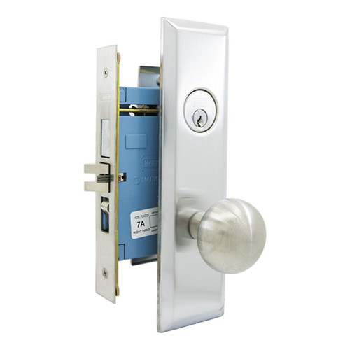 Marks USA MARKS 7NY10A Mortise Knob Lockset New Yorker - Entrance - 1-1/4 x 8 - Satin Chrome - Right Hand Our Brands