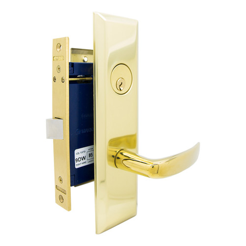 Marks USA MARKS 9NY96A Mortise Lever Lockset New Yorker - Vestibule - Polished Brass - Right Hand Shop Hardware