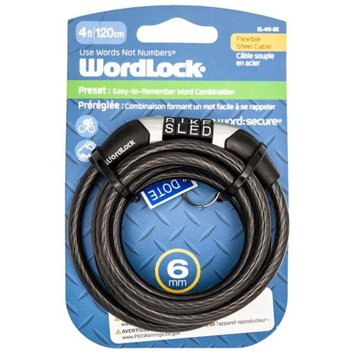 ULTRA HARDWARE Ultra CL-562-AS 6mm x 4 feet Non-Resettable Combination Cable Lock for Bike - Black Our Hardware Brands