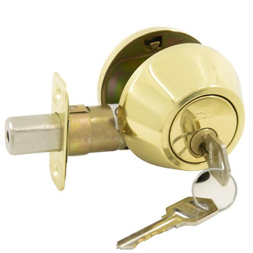 TELL TELL PRO LINE DB3060 Grade 3 Single Cylinder Deadbolt K2 - KW1 - Bright Brass US3 Deadbolts