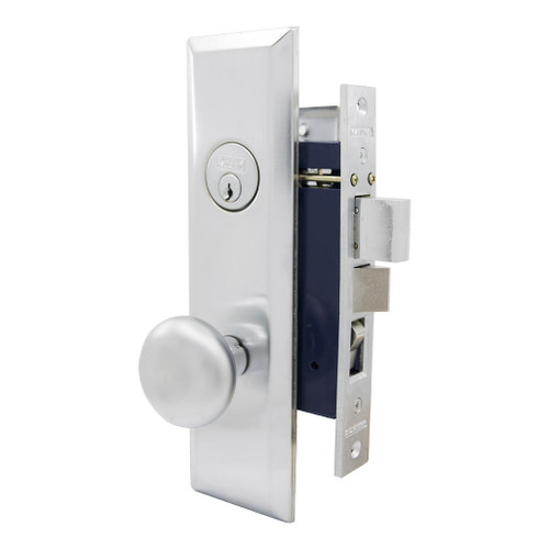 Marks USA MARKS 114A Metro Series Mortise Apartment Knob Lockset HD - Entrance - 1-1/16 x 7-5/8 - Satin Chrome - Left Hand Mortise Locksets