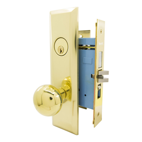 Marks USA MARKS 7NY10A Mortise Knob Lockset New Yorker - Entrance - 1-1/4 x 8 - Polished Brass - Left Hand Our Hardware Brands