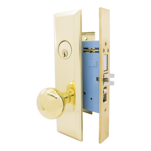 Marks USA MARKS 7NY10A Mortise Knob Lockset New Yorker - Entrance - 1-1/4 x 10 - Polished Brass - Left Hand Shop Hardware