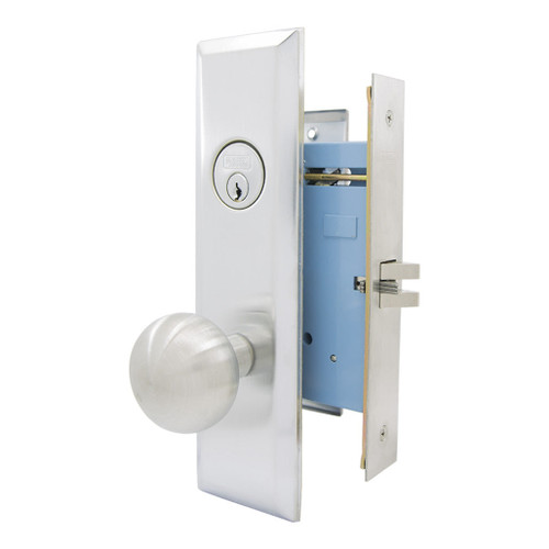 MARKS 7NY10DW Mortise Knob Lockset New Yorker - Vestibule - 1-1/4 x 8 - Satin Chrome - Left Hand