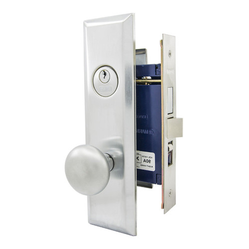 Marks USA MARKS 114A Metro Series Mortise Apartment Knob Lockset HD - Entrance - 1-1/4 x 8 - Satin Chrome - Left Hand Mortise Locksets
