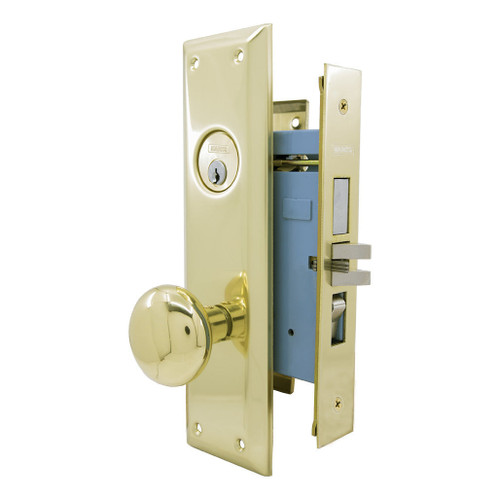 Marks USA MARKS 71A Metro Mortise Entrance Knob Lockset - Entrance - 1-1/4 x 8 - Polished Brass - Left Hand Door Hardware