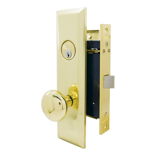 Marks USA MARKS 114DW Metro Mortise Knob Lockset HD - Vestibule - 1-1/16 x 7-5/8 - Polished Brass - Left Hand Marks USA