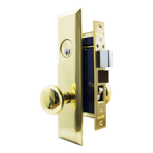 Marks USA MARKS 114A Metro Mortise Apartment Knob Lockset HD - Entrance - 1-1/16 x 7-5/8 - Polished Brass - Left Hand Our Brands