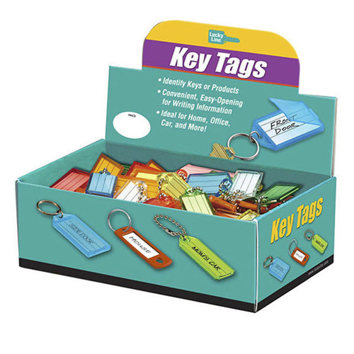 Lucky Line ID Key TAG With Ball Chain  ASSORTED  - 100 Pcs - Display Box