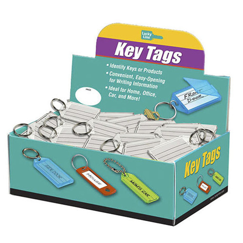 Lucky Line Lucky Line Extra Strength Key Tag with Split Ring CLEAR - 100 Pcs - Display Box Our Hardware Brands