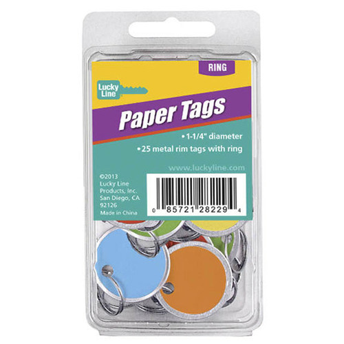 Lucky Line Lucky Line 1-1/4 Paper Tag COLOR With Ring - 25 Pcs - Clamshell Shop Hardware