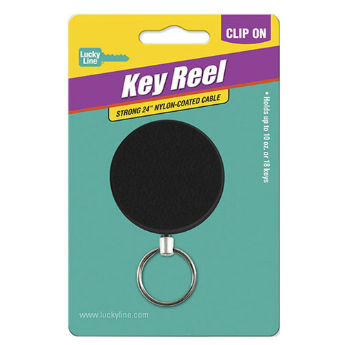 Lucky Line Lucky Line KEY REEL With 24 Nylon Coated Cable BLACK - 1 Pcs - Carded Key Reels