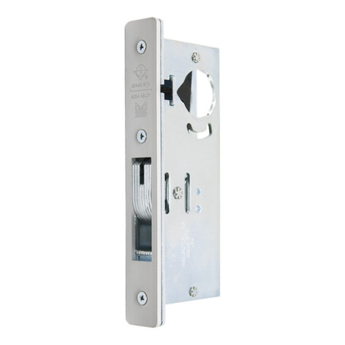 Adams Rite MS1850S Series MS Deadlock, Flat Faceplate, 1-1/2" Backset, Hookbolt, Non-Handed - Clear Anodized