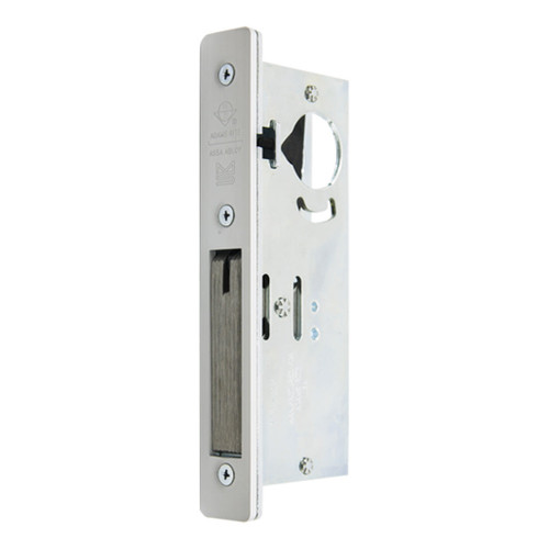 Adams Rite MS1850S Series MS Deadlock, Flat Faceplate, 1-1/2" Backset, Straight Bolt, Non-Handed - Clear Anodized