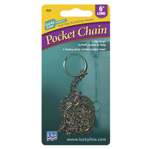 Lucky Line Lucky Line 16-inch Pocket Chain with Split key Ring Nickel - 1 Pcs - Carded Keys & Accessories