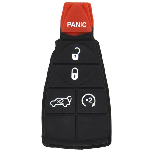 5 Button - Lock, Unlock, Hatch, RS, Panic - Replacement Pad for Chrysler / Dodge/ Jeep Fobik Keys