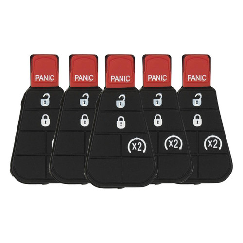 DURASHELL 4 Button Replacement Pad for New Style POD Keys Chrysler / Dodge/ Jeep IYZ-C01C - 5 PACK Button Pads