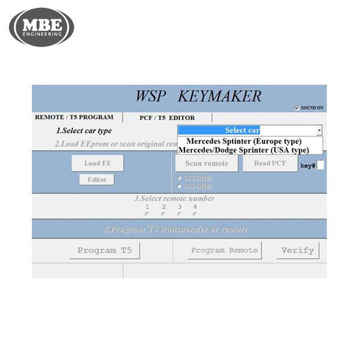 MBE Engineering WSP Software Update (Sprinter W901-W902-W903-W904-W905) For KR55 Keymaker (Includes 2 Remotes) Our Brands