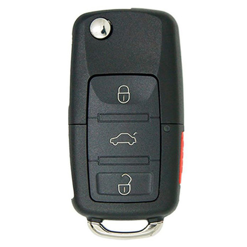 Keyless2Go 4 Button Remote Flip Key Replacement for VW Volkswagen Beetle NBG92596263 1J0959753 (AM/DC)