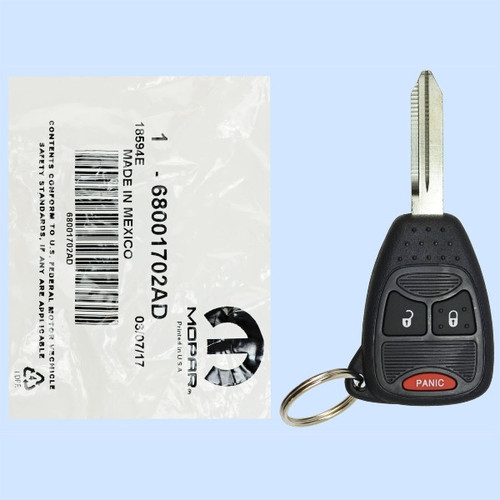 Chrysler/Dodge/Jeep 3 Button Remote Head Key OHT692713AA - New OEM OEM