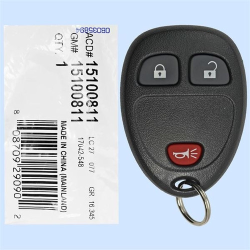 Buick Chevrolet Pontiac 3-Button Remote KOBGT04A 15100811 - New OEM OEM Hidden