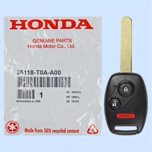 Honda/Acura 3 Button Remote Head Key MLBHLIK-1TA - New OEM OEM Hidden