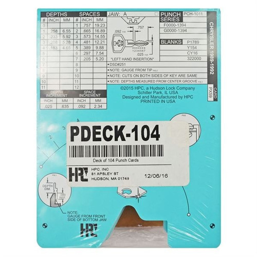 HUDSON - HPC Code Cards for 1200PCH Punch Machine Our Automotive Brands HUDSON - HPC Code Cards for 1200PCH Punch Machine Our Automotive Brands
