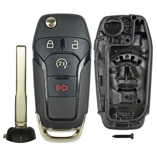 Ford 4 Button Flip Key Replacement Case with Remote Start Keys & Remotes
