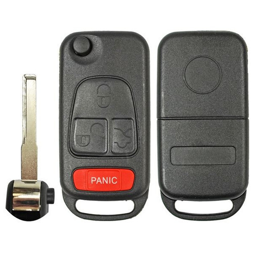 Mercedes 4 btn Flip Key Shell  HU64 Blade