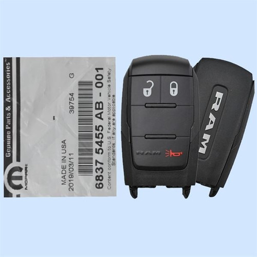 RAM 3-Button Smart Key GQ4-76T 68375455AB 433 MHz, New OEM Shop Automotive