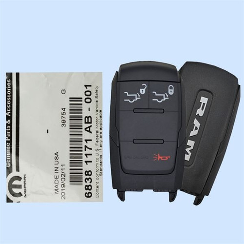 Ram 3-Button Smart Key GQ4-76T 68381171AB 433 MHz, New OEM